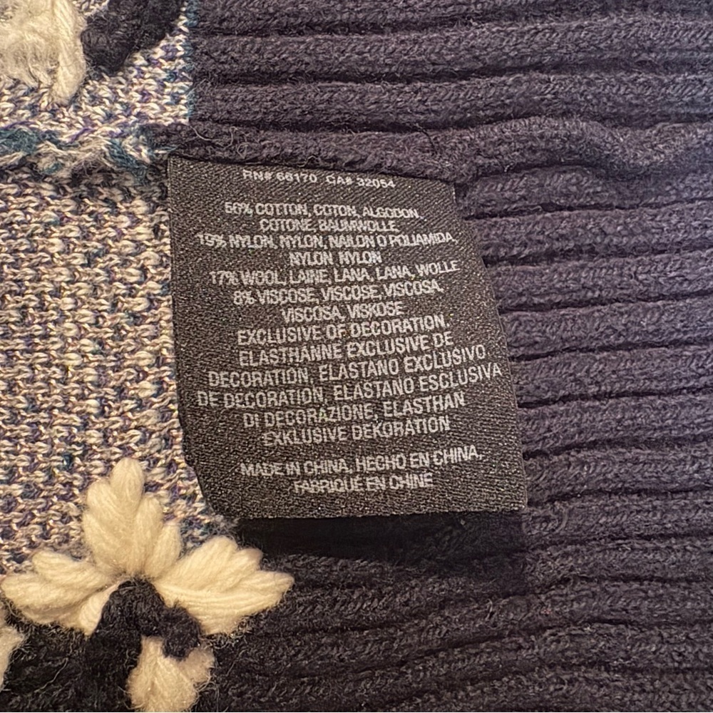 Anthropologie HWR Monogram Emmia Blue Hand-Stitched Embroidered Open Cardigan-S - Picture 6 of 7